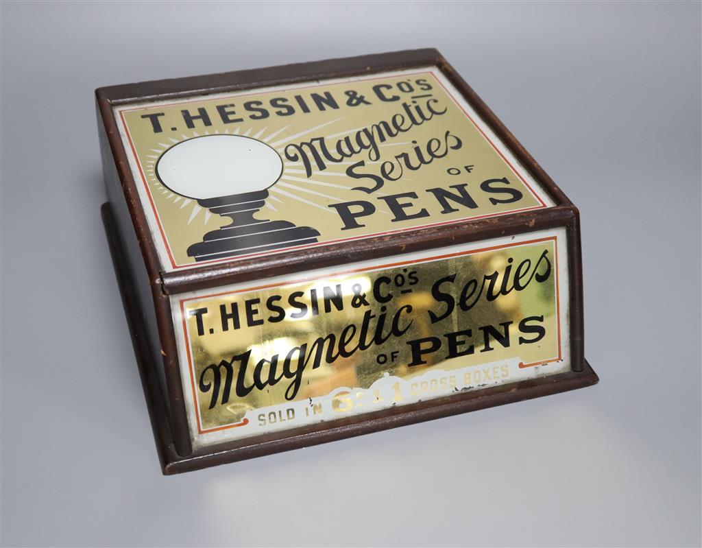 A Hessin & Cos. Shop Counter Display advertising The Magnetic Series of Pens, c.1900, width 25cm